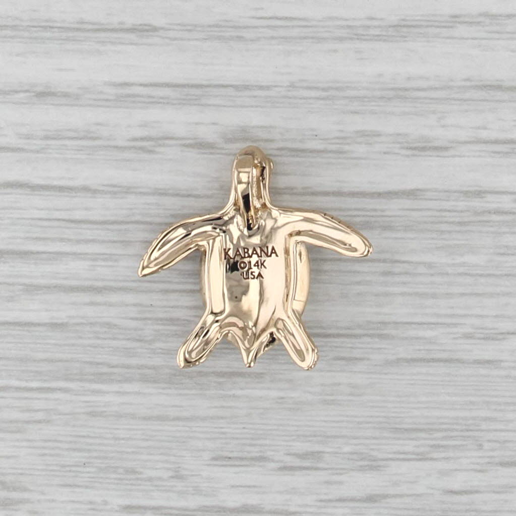 Kabana Sea Turtle Pendant Mother of Pearl Mosaic 14k Yellow Gold Nautical
