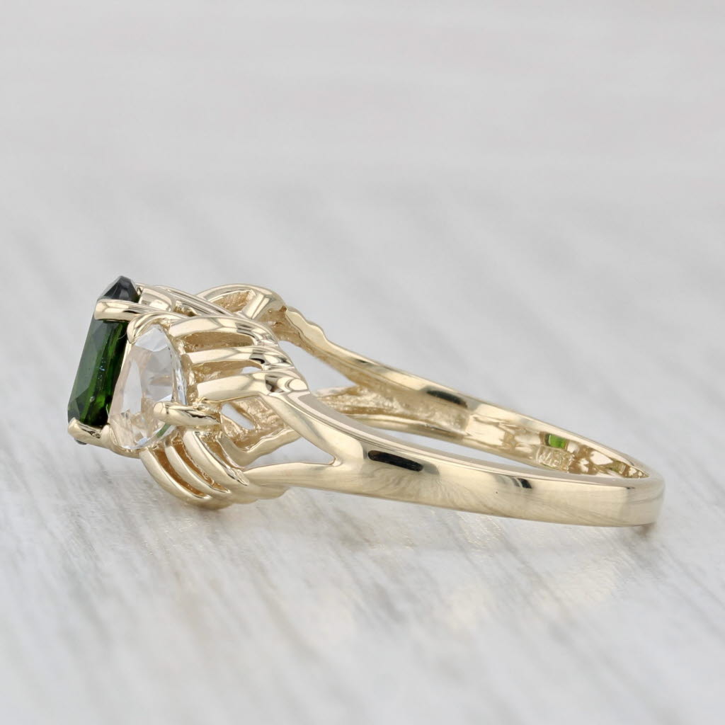 Light Gray 1.94ctw Green Chrome Diopside White Topaz Ring 14k Yellow Gold Size 7