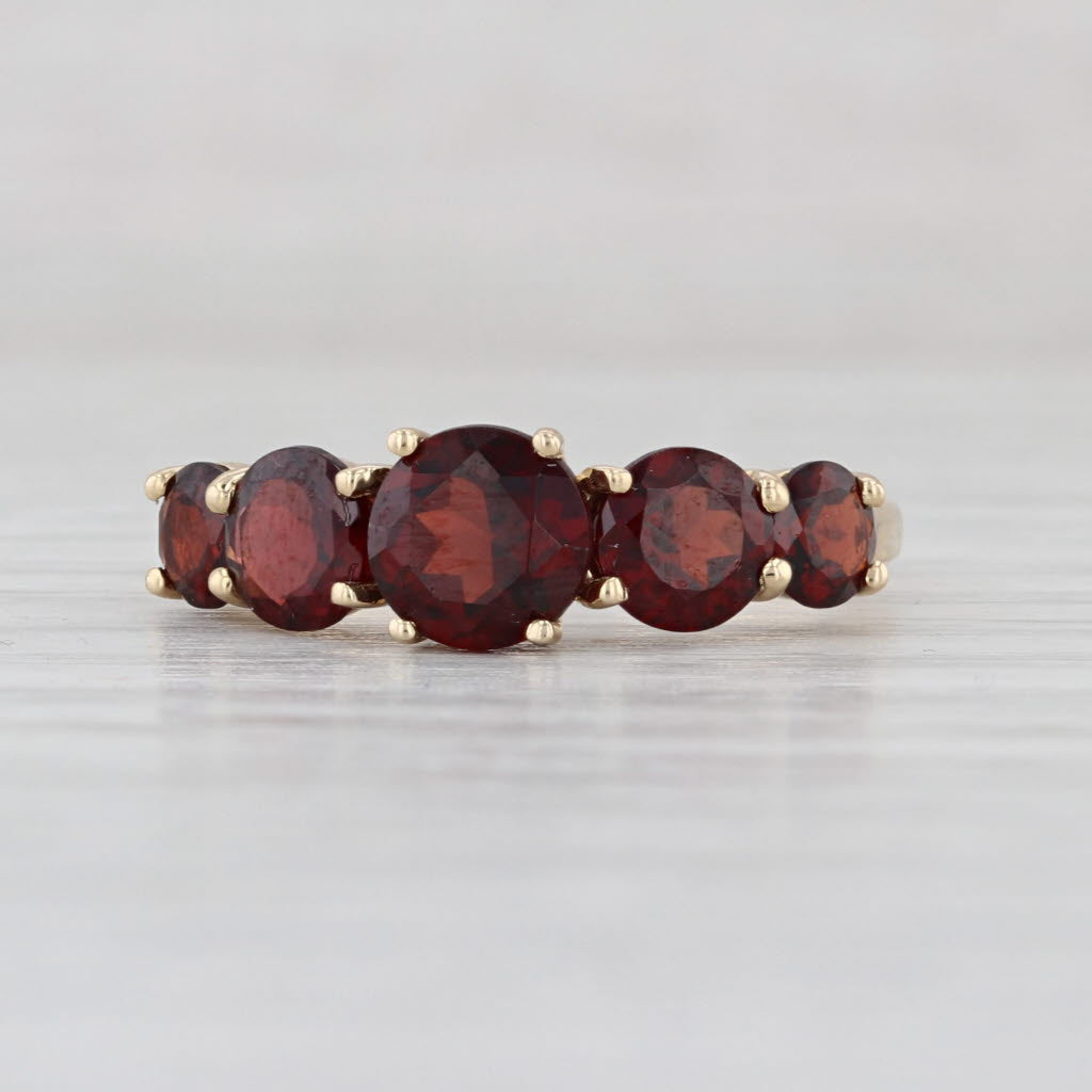 3ctw Garnet 5-Stone Ring 14k Yellow Gold Size 6.75 Stackable