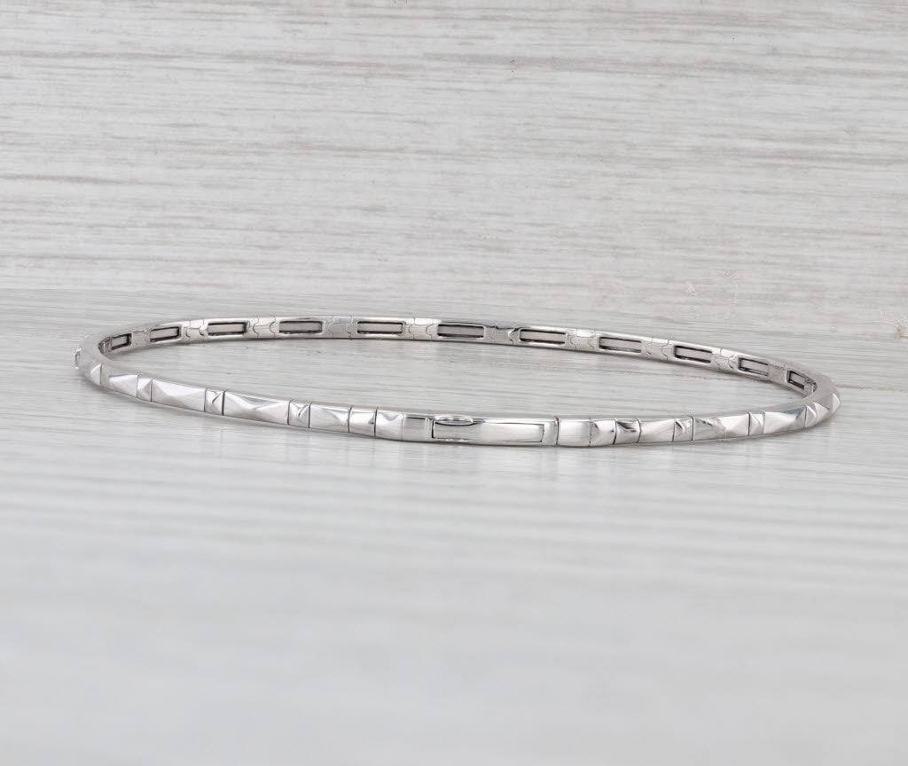 New 0.16ctw Diamond Bead Flexible Bangle Tennis Bracelet 14k White Gold 6.75"