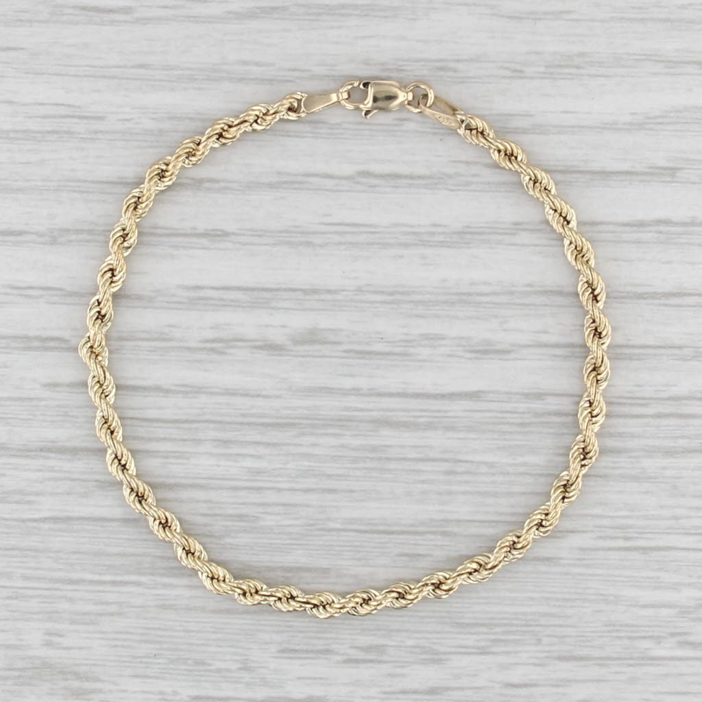 Rope Chain Bracelet 10k Yellow Gold 7" 3mm