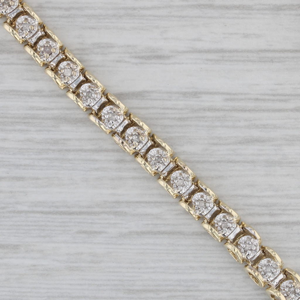 Gray 0.45ctw Diamond Tennis Bracelet 10k Yellow Gold 7" 4.4mm