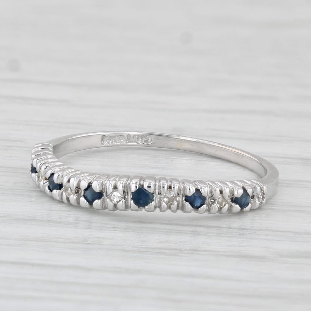 Light Gray 0.16ctw Blue Sapphire Diamond Stackable Ring 14k White Gold Sz 6.25 Wedding Band