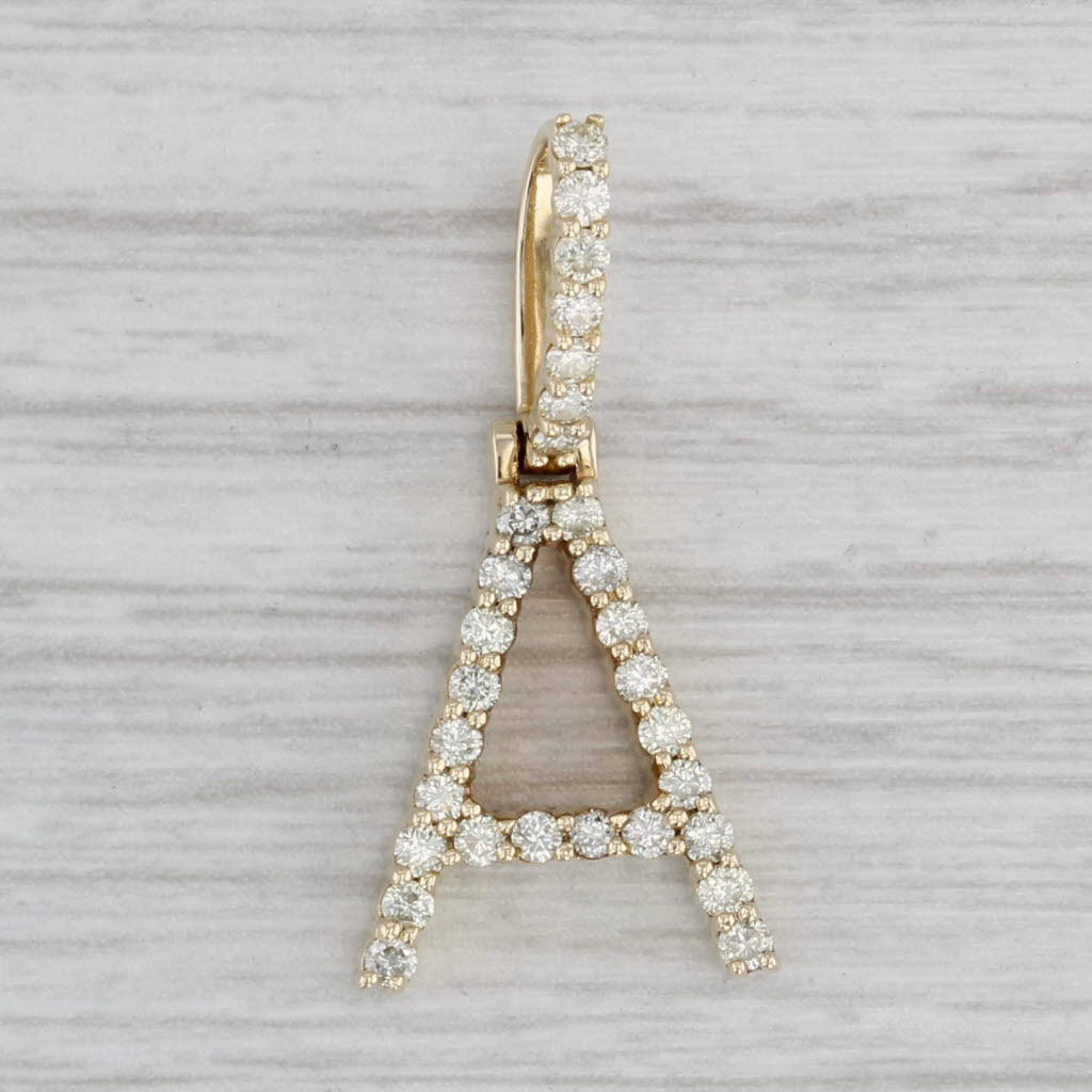 Gray 0.50ctw Diamond Letter Initial A Pendant 10k Yellow Gold