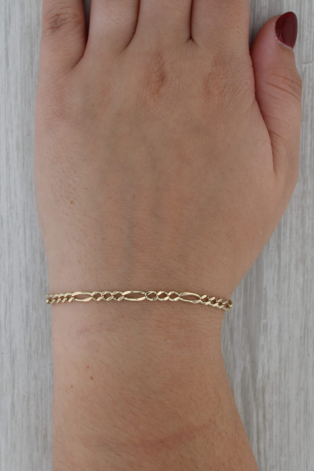 Figaro Chain Bracelet 14k Yellow Gold 7.75" 3.4mm