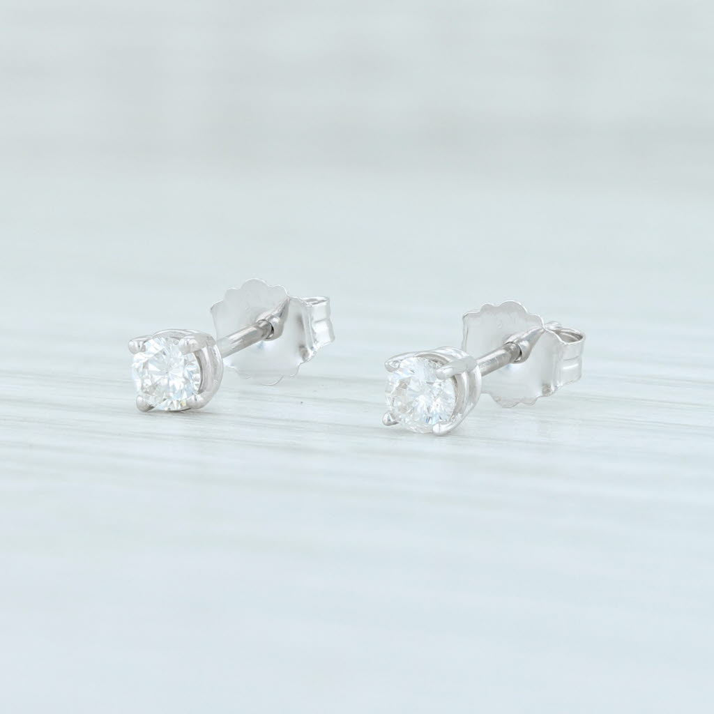 Light Gray 0.18ctw Diamond Stud Earrings 14k White Gold Round Brilliant Solitaire Studs