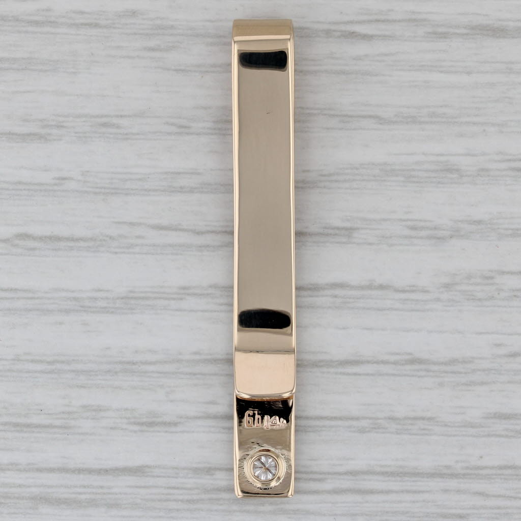 Gray 0.10ct Diamond Solitaire Tie Bar Clip 14k Yellow Gold Men's Accessories