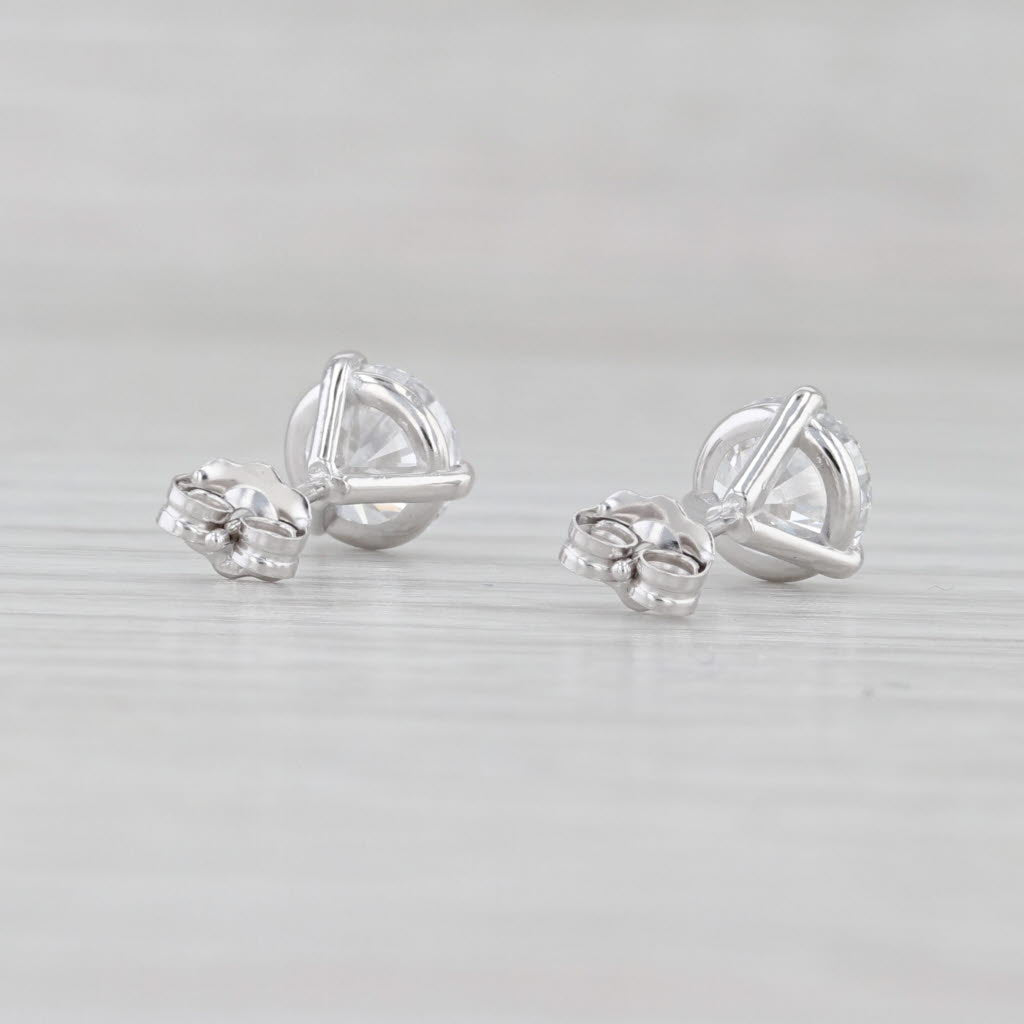 Light Gray New 2.06ctw Round Lab Created Diamond Stud Earrings 14k White Gold VS1 IGI