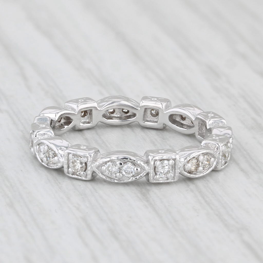 Light Gray 0.28ctw Diamond Eternity Band 14k White Gold Size 5 Stackable Wedding Ring