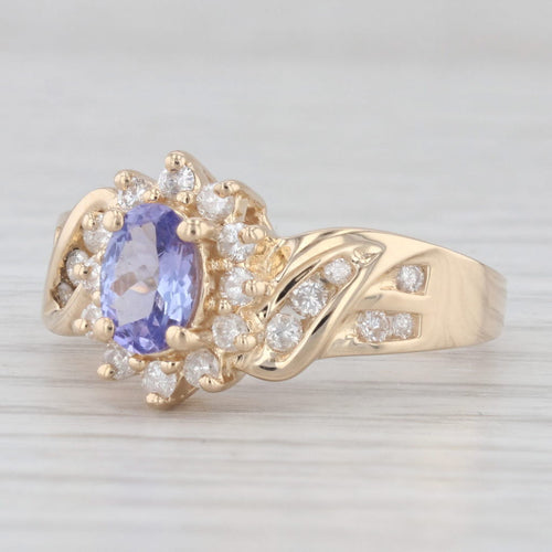 Light Gray 1.41ctw Tanzanite Diamond Halo Ring 14k Yellow Gold Size 7.5 Engagement