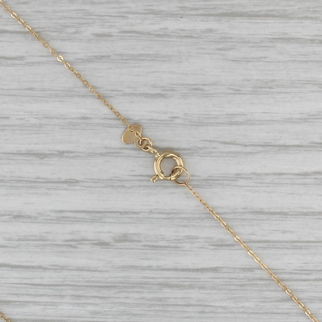 Openwork Flower Bead Pendant Necklace 14k Yellow Gold 16" Cable Chain