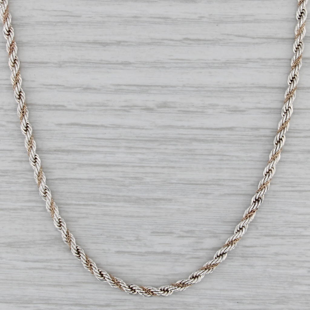 24" Rope Chain Sterling Silver 14k Yellow Gold 3mm Michael Anthony USA