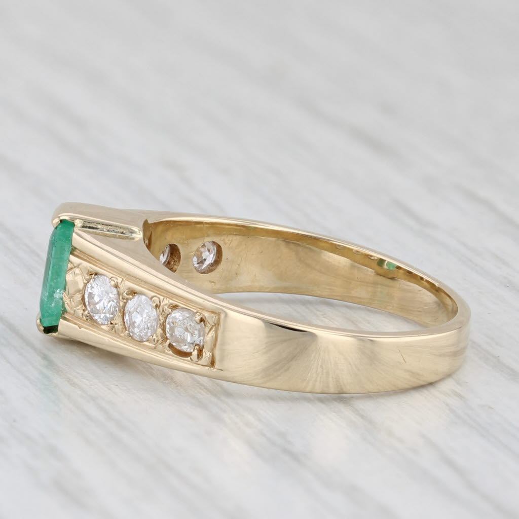 Light Gray 1.20ctw Emerald Diamond Ring 14k Yellow Gold Size 6.75 Cathedral Band