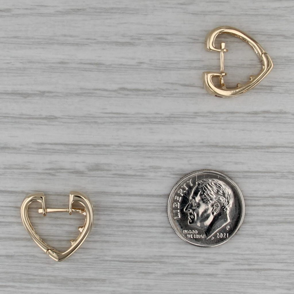 0.46ctw Ruby Diamond Heart Hoop Earrings 14k Yellow Gold Snap Top Hoops