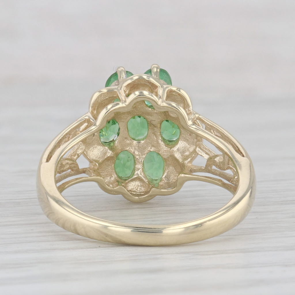 Gray 1.40ctw Tsavorite Green Garnet Cluster Ring 10k Yellow Gold Size 6