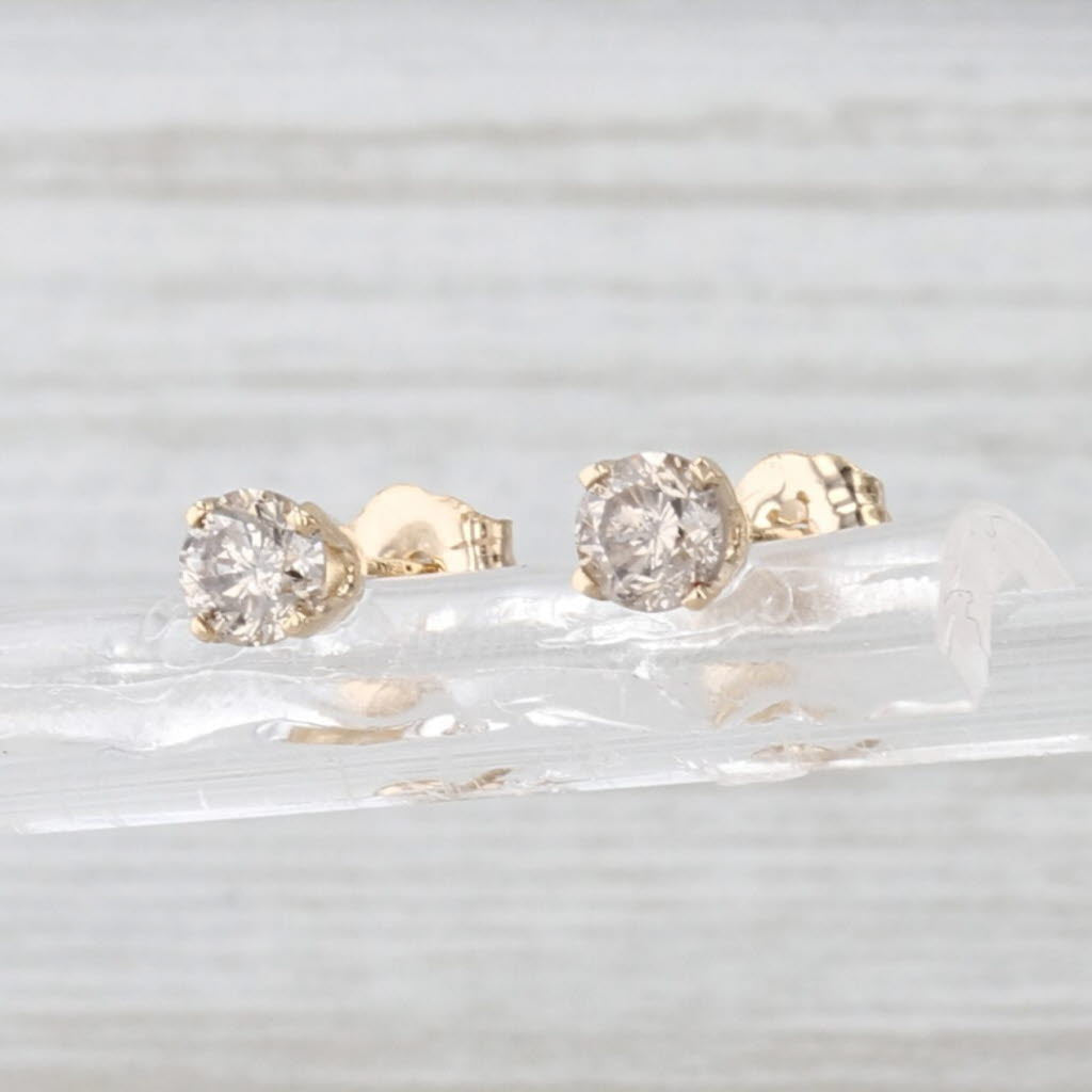0.35ctw Diamond Round Solitaire Stud Earrings 14k Yellow Gold Studs