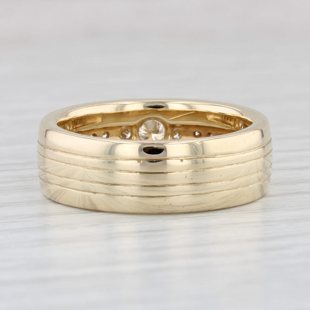 Light Gray Mens 14k Yellow Gold & Diamond Wedding Band 0.32ctw Size 11.75