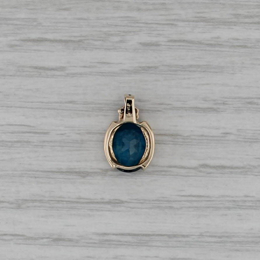 3.06ctw London Blue Topaz Diamond Pendant 14k Yellow Gold Small Drop