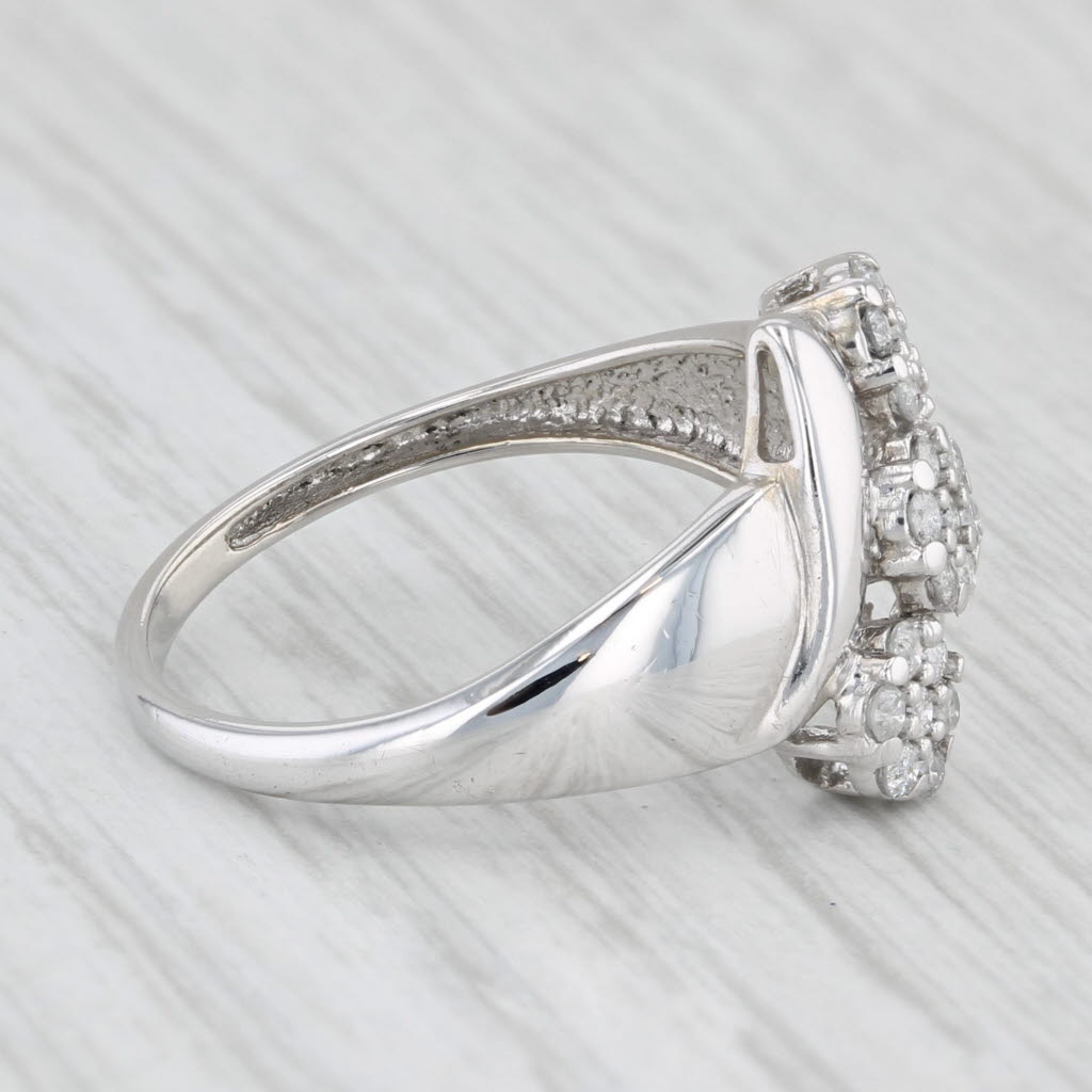 Light Gray 0.33ctw Diamond Cluster Bypass Ring 10k White Gold Size 7.25