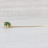 Light Gray Little Turtle Stickpin Green Nephrite Jade 14k Yellow Gold Vintage