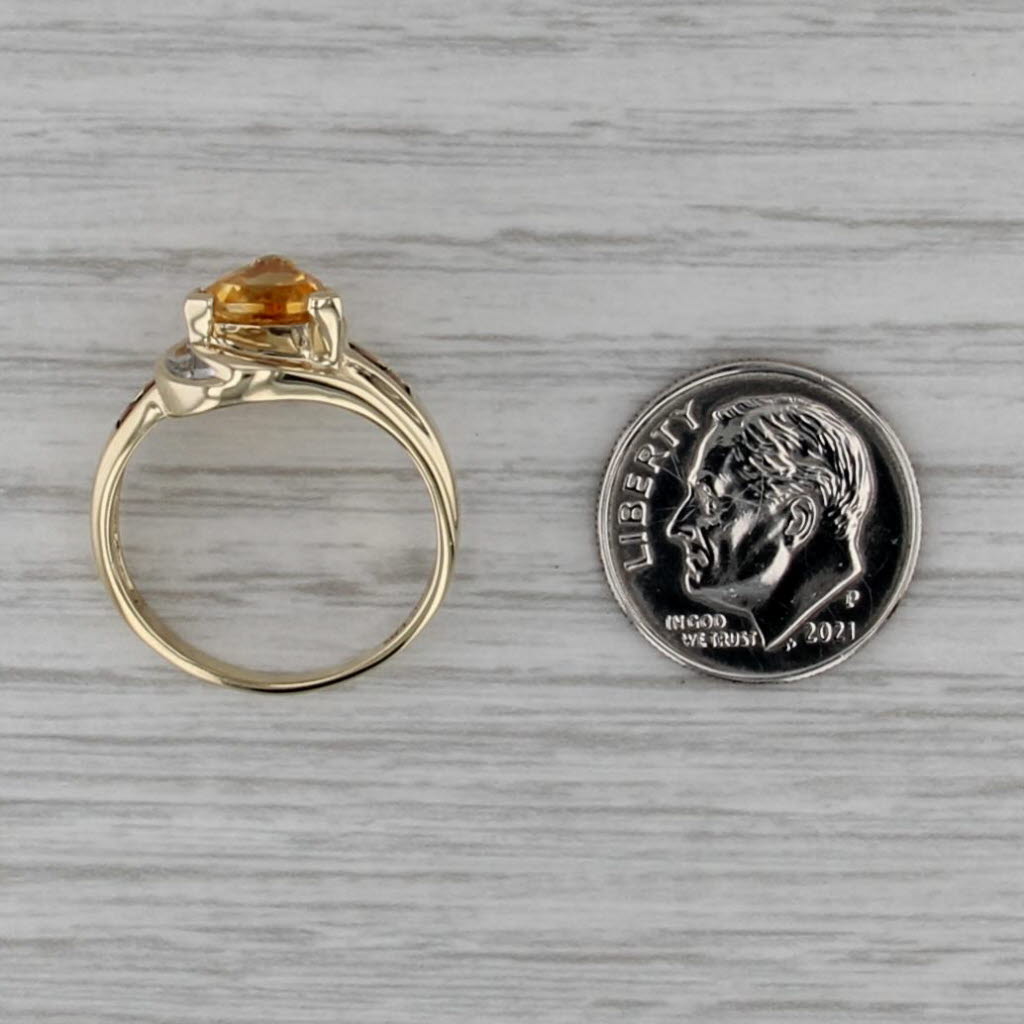 1.12ctw Citrine Garnet Diamond Bypass Ring 10k Yellow Gold Size 7.5