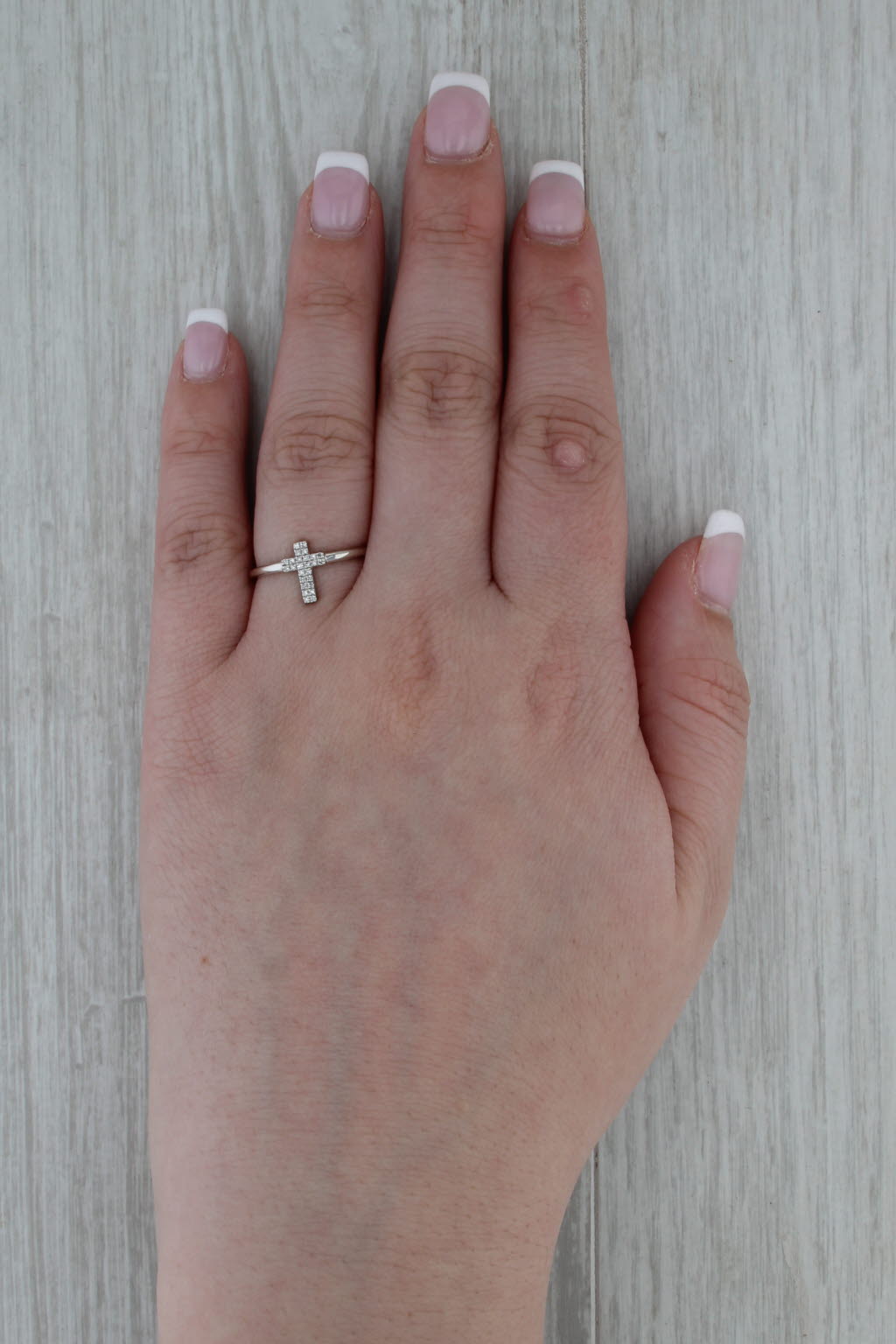 Effy Diamond Cross Ring Sterling Silver Size 7