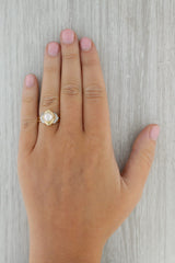 Dark Gray Cultured Pearl 0.15ctw Diamond Ring 14k Yellow Gold Size 5.25