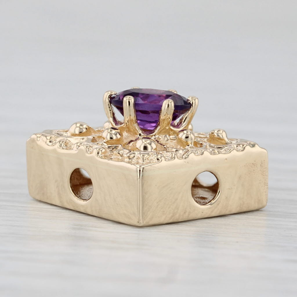 Light Gray 0.40ct Amethyst Solitaire Slide Bracelet Charm 14k Yellow Gold