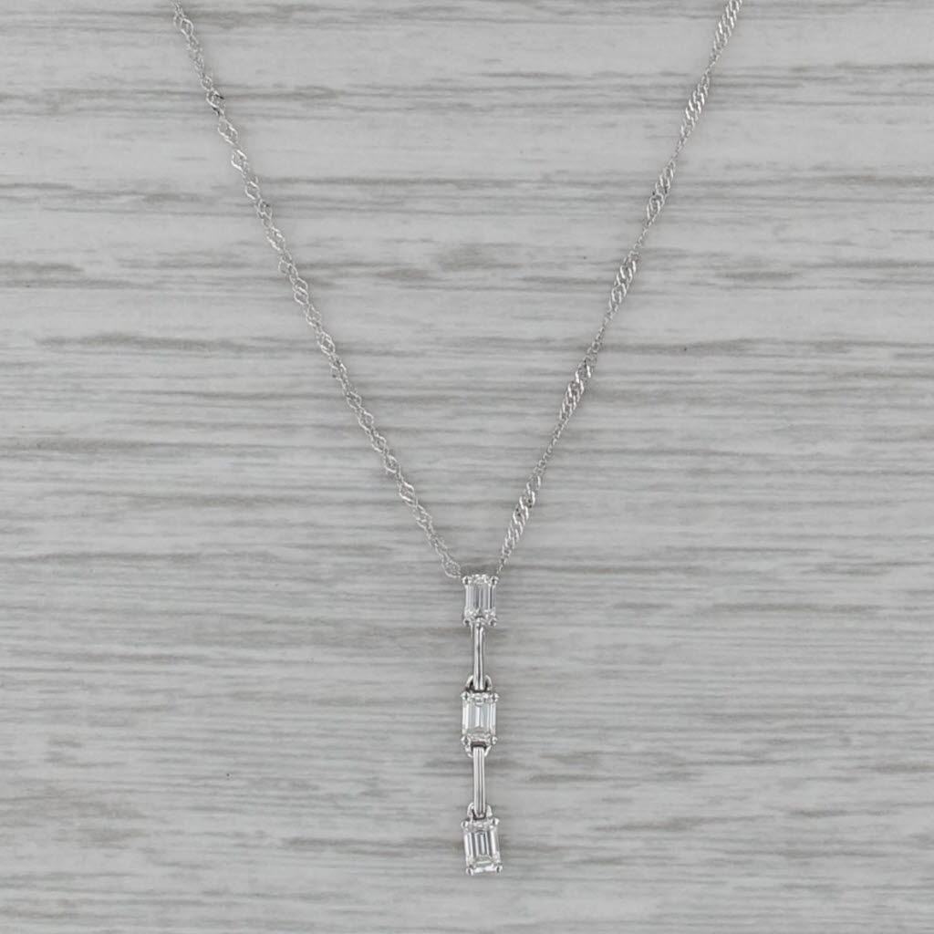 New Diamond Journey Pendant Necklace 18k White Gold 17.75" Singapore Chain