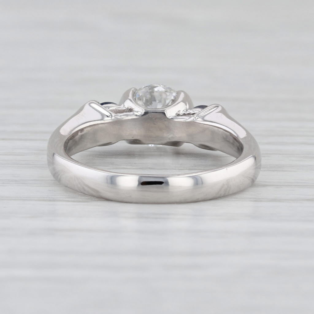 IGI 1.75ctw 3-Stone Lab Grown Diamond Blue Sapphire Engagement Ring 900 Platinum