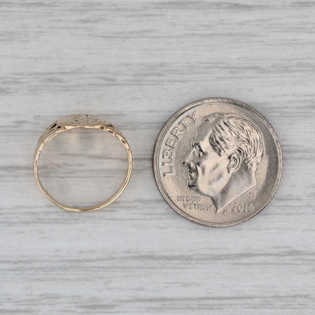 Gray Old English Letter Initial B Ring 14k Yellow Gold Small Baby Size Signet