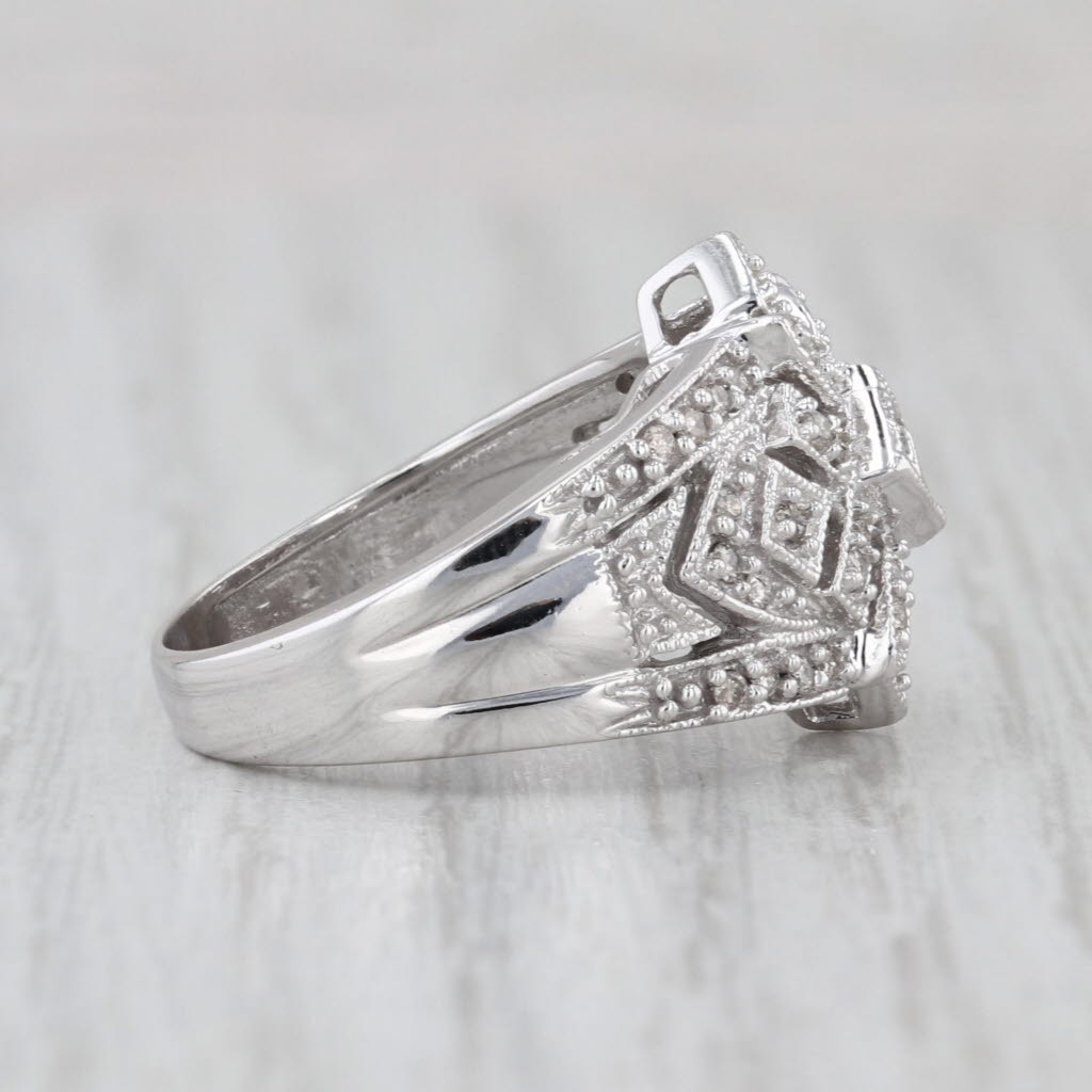 0.35ctw Diamond Flower Ring 10k White Gold Size 5.75-6 Cocktail