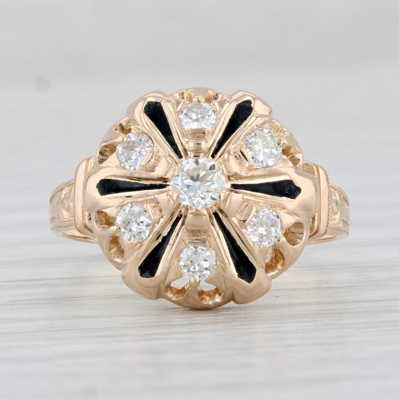 Antique 0.35ctw Old European Cut Diamond Ring 14k Yellow Gold Engagement