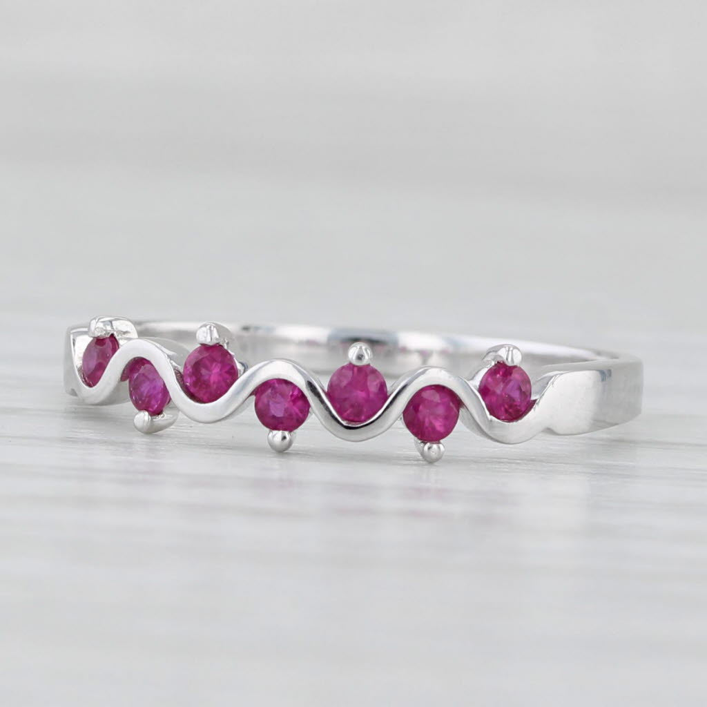 Light Gray New 0.20ctw Ruby Stackable Ring 14k White Gold Size 6.75 Band