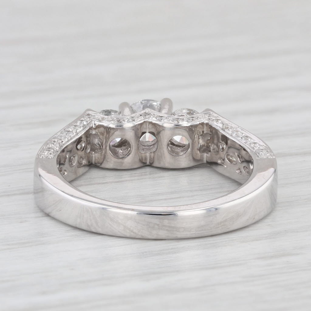 Light Gray 1.31ctw Round 3-Stone Diamond Engagement Ring 14k White Gold Size 6.75