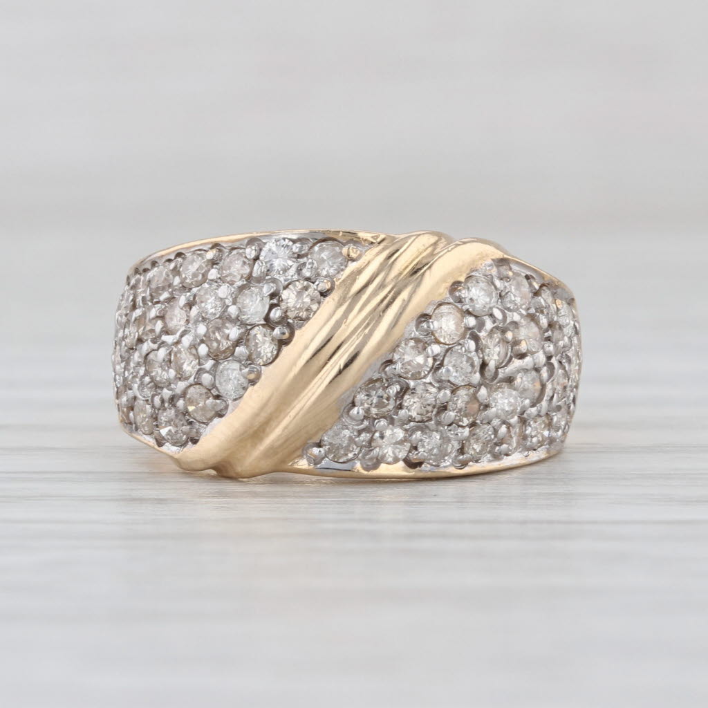 0.80ctw Pave Diamond Domed Ring 14k Yellow Gold Size 6.25-6.5