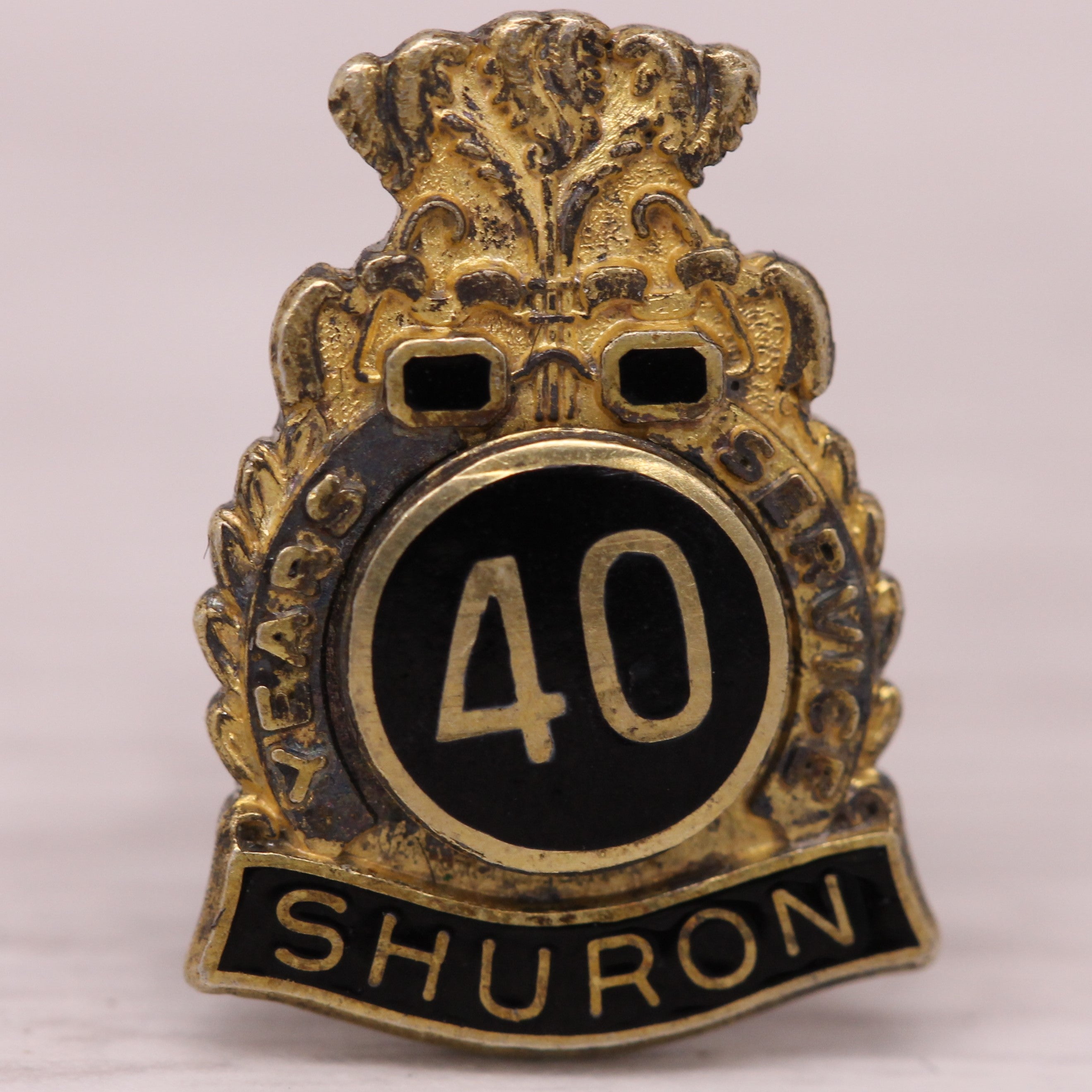 Gray Vintage Sterling Silver Shuron 40 Years Enamel Service Pin