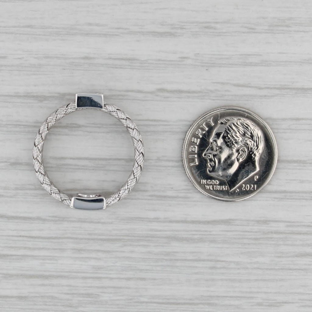 Roberto Coin Diamond Basket Weave Station Ring 18k White Gold Band Stackable