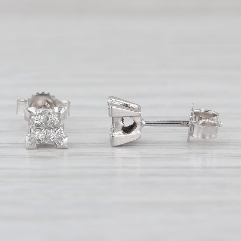 0.30ctw Princess Stud Earrings 14k White Gold Square Studs