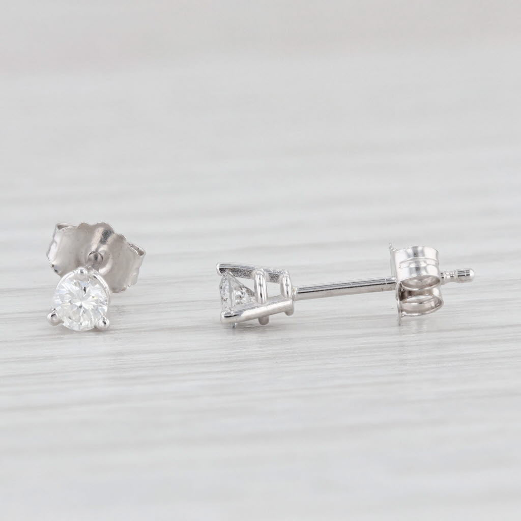 Light Gray New Diamond 0.20ctw Stud Earrings 14k White Gold Round Solitaire Studs