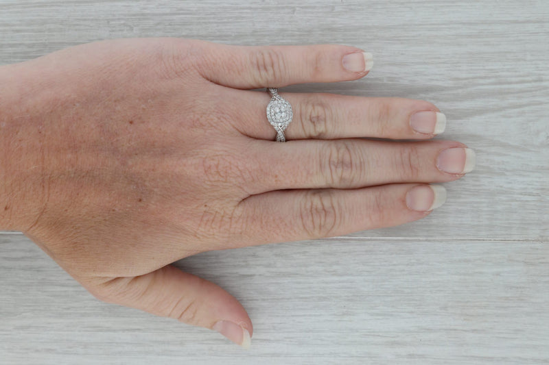 Dark Gray 0.40ctw Diamond Princess Engagement Ring 10k White Gold Size 9.25