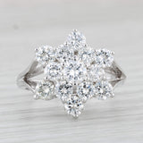 Light Gray 2ctw Diamond Cluster Star Flower Ring 14k White Gold Size 6.5