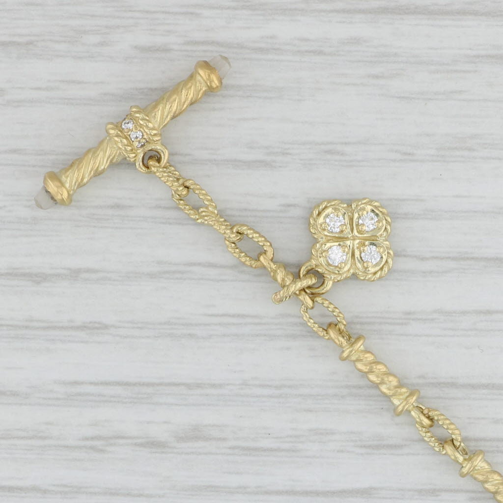 Judith Ripka 0.25ctw Diamond Flower Bar Link Necklace 18k Yellow Gold 15.5"