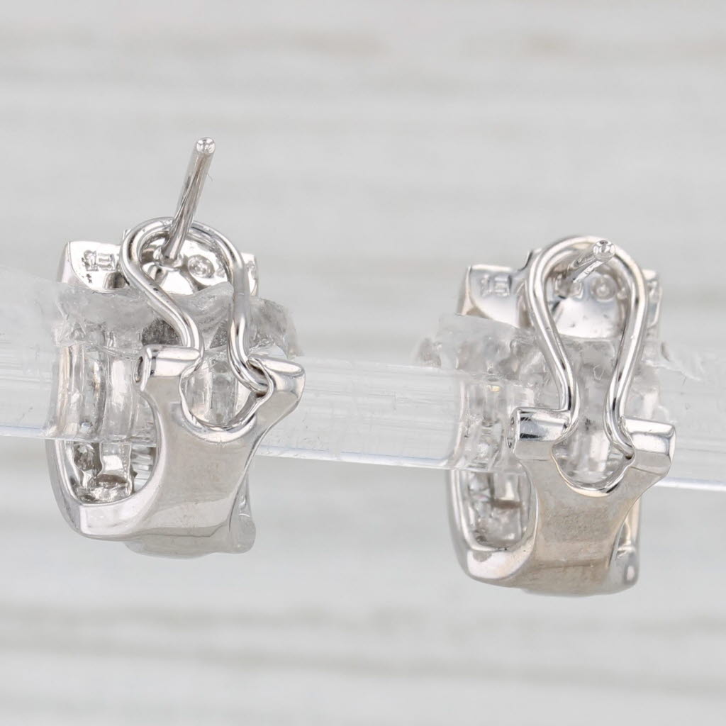 Light Gray 0.60ctw Diamond J-Hook Earrings 14k White Gold Omega Backs