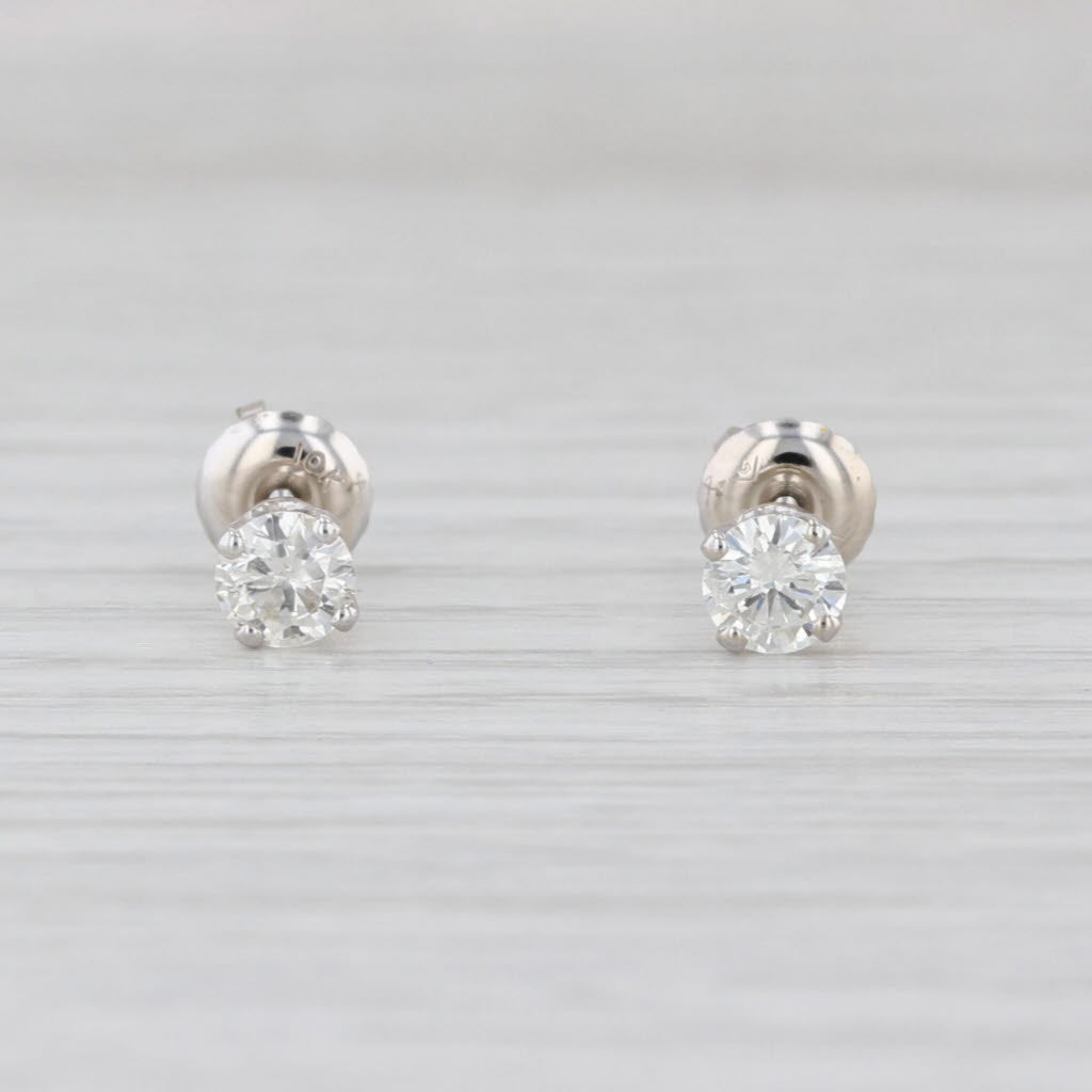 0.51ctw Round Diamond Solitaire Stud Earrings 10k White Gold Studs