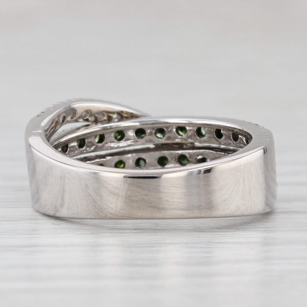 Light Gray 0.38ctw Green White Diamond Overlay Ring 14k White Gold Size 4.75