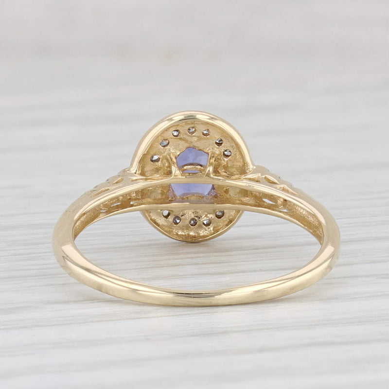 0.55ctw Oval Tanzanite Diamond Halo Ring 14k Yellow Gold Size 7 Engagement