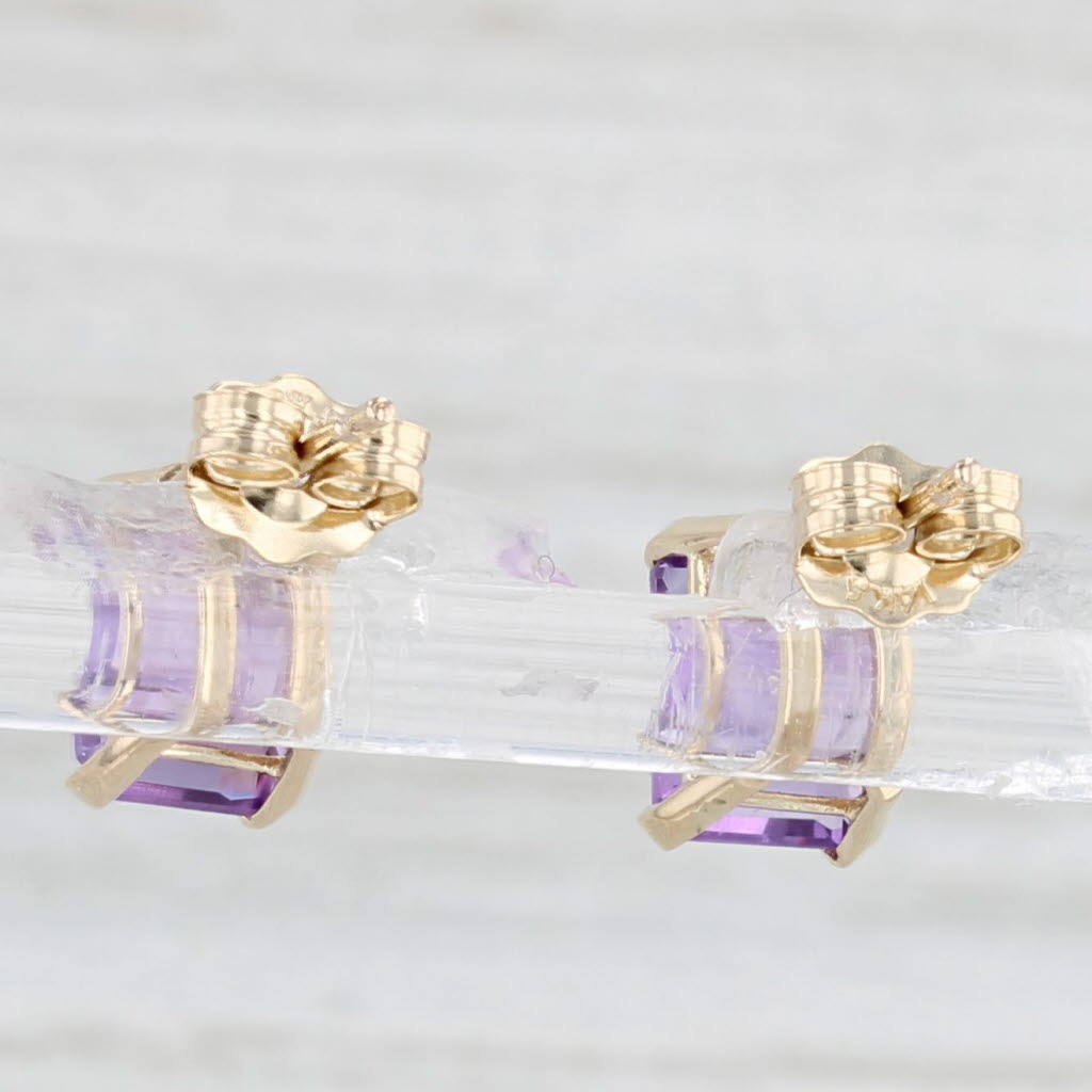 Light Gray 1.91ctw Amethyst Stud Earrings 14k Yellow Gold