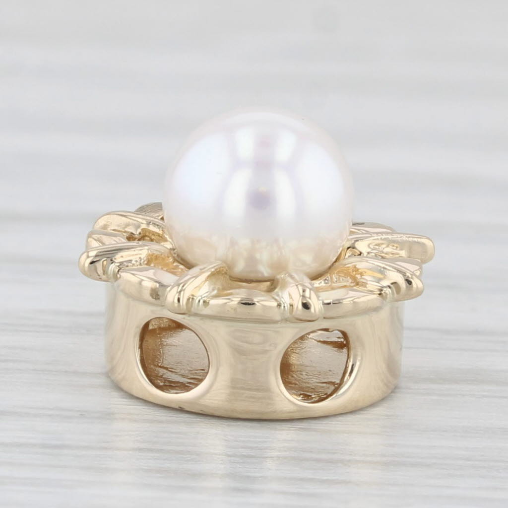 Light Gray Richard Klein Cultured Pearl Slide Bracelet Charm 14k Yellow Gold Vintage