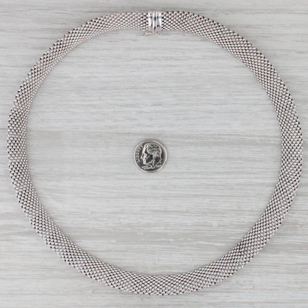 Gray Mesh Chain Necklace Sterling Silver 18.75" 11.8mm Italian